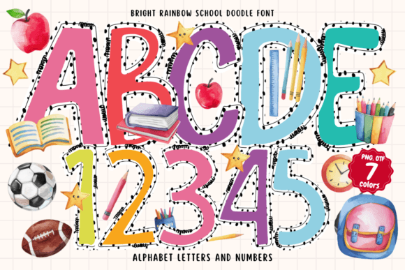Bright Rainbow School Doodle: A Font That Brings Joy to Your Projects