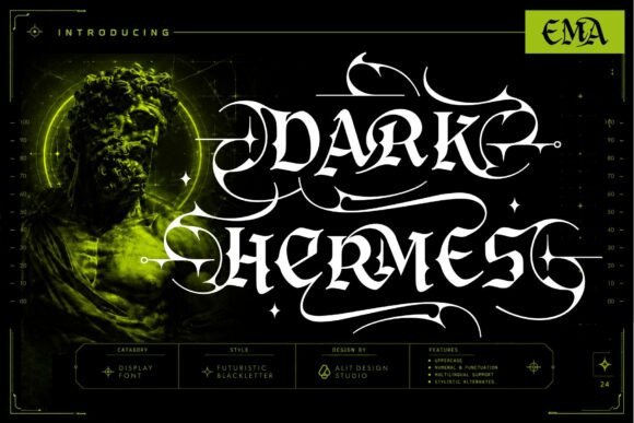 Dark Hermes Typeface: Command Attention with Bold Heritage